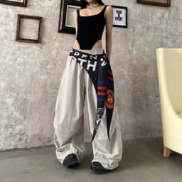 Women's Y2K Style Wide Leg Cargo Pants Cross-layer Straps Design Casual Hip Hop Dance Streetwear Trousers