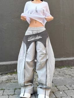 Women's Y2K Style Wide Leg Cargo Pants Cross-layer Straps Design Casual Hip Hop Dance Streetwear Trousers