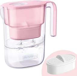 Waterdrop PT-05 Water Filter Pitcher, 7-Cup Capacity, NSF Certified, Pink | 5X Longer Filter Life, Up to 200 Gallons, for Fridge, Countertop, and Gift Giving, Reduces PFOA/PFOS, Chlorine