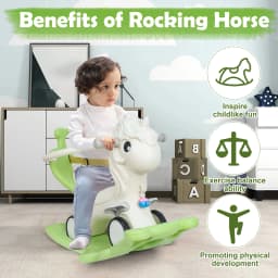 2 in 1 Convertible Unicorn Rocking Horse for Toddlers, Kids Ride On Toy with Anti-Fall Guardrail and Safety Belt, Baby Birthday Gift for 12-36 Months