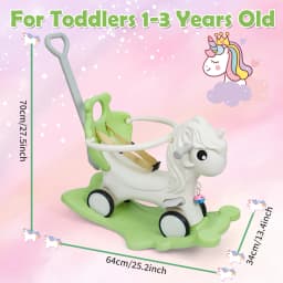 2 in 1 Convertible Unicorn Rocking Horse for Toddlers, Kids Ride On Toy with Anti-Fall Guardrail and Safety Belt, Baby Birthday Gift for 12-36 Months