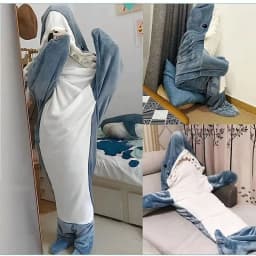 Winter New Shark One-Piece Pajamas Cartoon Animal Sleeping Bag Facecloth Loungewear Warm Leisure Men and Women Trend Pajamas