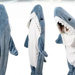 Winter New Shark One-Piece Pajamas Cartoon Animal Sleeping Bag Facecloth Loungewear Warm Leisure Men and Women Trend Pajamas