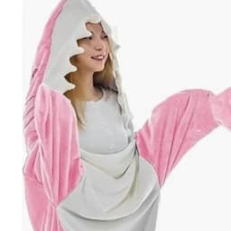 Winter New Shark One-Piece Pajamas Cartoon Animal Sleeping Bag Facecloth Loungewear Warm Leisure Men and Women Trend Pajamas