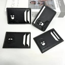 Personalized Leather ID Card Holder with Superhero Mask Design Great Gift Option Travel Wallet ID Card Holder