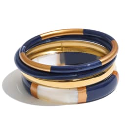 Yhpup 65mm 1Set Stainless Steel Resin Round Layered Bangle Bracelet Multi-Color Autumn Winter Statement Jewelry Waterproof