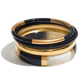 Yhpup 65mm 1Set Stainless Steel Resin Round Layered Bangle Bracelet Multi-Color Autumn Winter Statement Jewelry Waterproof