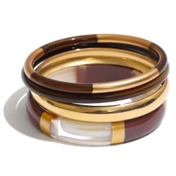 Yhpup 65mm 1Set Stainless Steel Resin Round Layered Bangle Bracelet Multi-Color Autumn Winter Statement Jewelry Waterproof