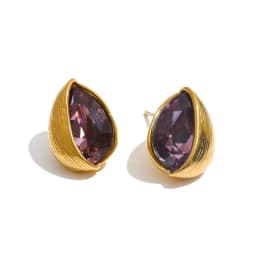 Yhpup Stainless Steel Stud Earrings Multi Color K9 Crystal Fluted Golden Hull Runway Inspired Fashion Jewelry Recommend