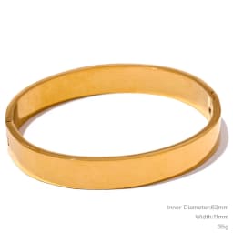 Yhpup High Quality Stainless Steel Round Wide Bracelet Bangle Fashion Texture Gold Silver Color Waterproof Charm Jewelry Gift