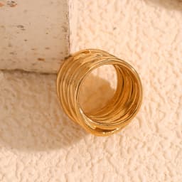 MamacitaSlay Minimalist 316L Stainless Steel Multilayer Winding Ring Waterproof 18K Gold Plated Jewelry Women's Unique Cool Ring