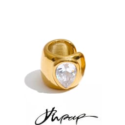 Yhpup 1PC Stainless Steel Ear Cuff Earrings for Zirconia Women Teardrop Non Pierced Huggie Minimalist Jewelry Wholesale