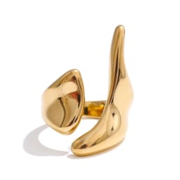 Yhpup New Casting PVD Plated Stainless Steel Metal Geometric Adjustable Creative Ring Women Daily Fashion Jewelry Accessories