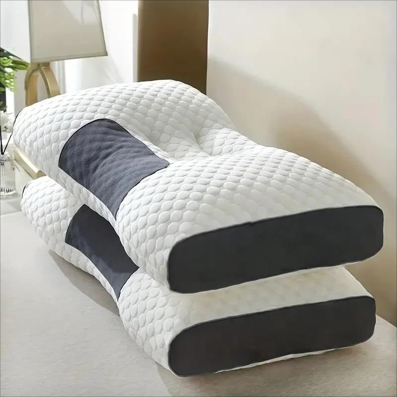 2pcs Massage Neck Pillows Adjustable Ergonomic Orthopedic Contour Support, High-Quality Pillow Core, All-Season Sleeping Comfort