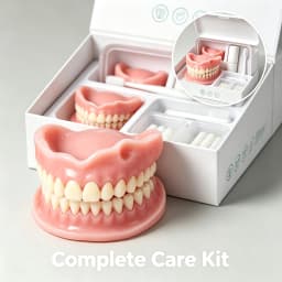 Natural‑Looking Silicone Full Dentures Upper Lower, Soft Comfortable Fit Daily Oral Care False Teeth for Men Women Daily Use