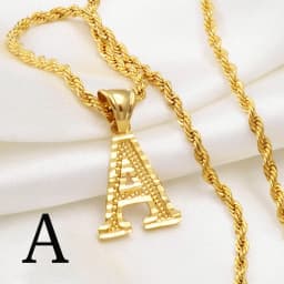 Anniyo A-Z Letters Necklaces Women Men Gold Plated Initial Pendant Rope Chain English Letter Jewelry Alphabet African #058002B