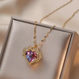 Fashionable and Luxurious Peach Heart Pearl Oyster Necklace, Personalized and Versatile Stainless Steel Clavicle Chain