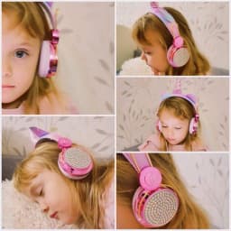 Unicorn Kids Pink Headphones for Girls Children Teens Wired Headset w/Microphonefor School Birthday Xmas Unicorn Gift