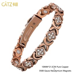 CATZ Pure Copper Women's Bracelet, Super Magnetic Therapy Pain Relief Bracelet with Cubic Zirconia for Gift for Woman