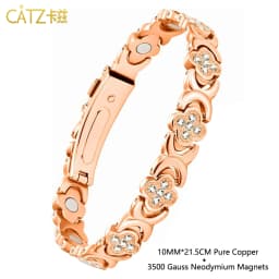 CATZ Pure Copper Women's Bracelet, Super Magnetic Therapy Pain Relief Bracelet with Cubic Zirconia for Gift for Woman