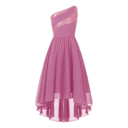2026 Teens Girl's Dress for Wedding Party Sequin One Shoulder Princess Formal Gown for Holy Communion Chiffon Flower Girl Dress