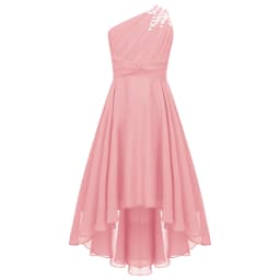 2026 Teens Girl's Dress for Wedding Party Sequin One Shoulder Princess Formal Gown for Holy Communion Chiffon Flower Girl Dress