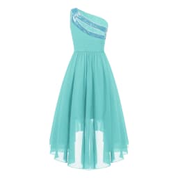 2026 Teens Girl's Dress for Wedding Party Sequin One Shoulder Princess Formal Gown for Holy Communion Chiffon Flower Girl Dress