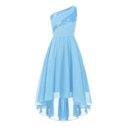 2026 Teens Girl's Dress for Wedding Party Sequin One Shoulder Princess Formal Gown for Holy Communion Chiffon Flower Girl Dress