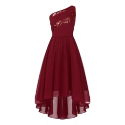 2026 Teens Girl's Dress for Wedding Party Sequin One Shoulder Princess Formal Gown for Holy Communion Chiffon Flower Girl Dress