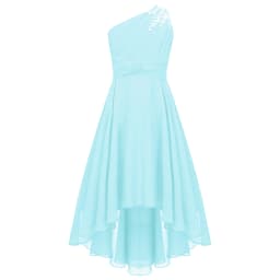 2026 Teens Girl's Dress for Wedding Party Sequin One Shoulder Princess Formal Gown for Holy Communion Chiffon Flower Girl Dress