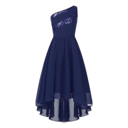 2026 Teens Girl's Dress for Wedding Party Sequin One Shoulder Princess Formal Gown for Holy Communion Chiffon Flower Girl Dress