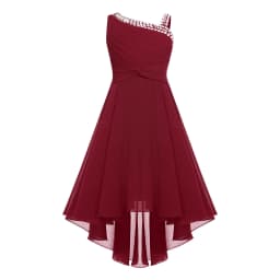 2026 Teens Girl's Dress for Wedding Party Sequin One Shoulder Princess Formal Gown for Holy Communion Chiffon Flower Girl Dress