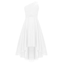 2026 Teens Girl's Dress for Wedding Party Sequin One Shoulder Princess Formal Gown for Holy Communion Chiffon Flower Girl Dress