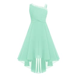 2026 Teens Girl's Dress for Wedding Party Sequin One Shoulder Princess Formal Gown for Holy Communion Chiffon Flower Girl Dress