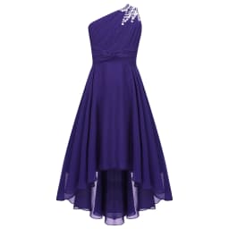 2026 Teens Girl's Dress for Wedding Party Sequin One Shoulder Princess Formal Gown for Holy Communion Chiffon Flower Girl Dress