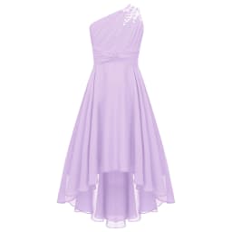 2026 Teens Girl's Dress for Wedding Party Sequin One Shoulder Princess Formal Gown for Holy Communion Chiffon Flower Girl Dress