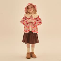Autumn JM Children's Clothing Baby Girls Fur Collar Corduroy Jacket Pants Suits Kids Cherry Printed Coat Doll Neck T-shirt Skirt