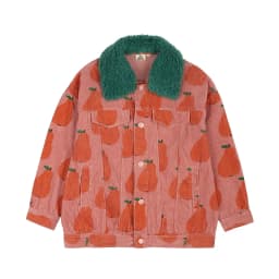 Autumn JM Children's Clothing Baby Girls Fur Collar Corduroy Jacket Pants Suits Kids Cherry Printed Coat Doll Neck T-shirt Skirt