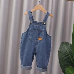 2024 Fashion Spring Autumn Kids Jumpsuit Boys Girls Cartoon Denim Bib Pants Children Trousers Fashion Toddler Casual 0-5Y