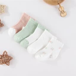 Kiddiezoom 5 Pairs/Set Four Seasons 0-12Months Fashion Newborn Baby Boy Girl Socks 100%Cotton Soft Infant Accessories