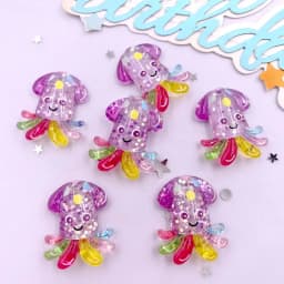 10pcs Glitter Colorful Resin Sea Star Crab Jellyfish Dolphin Ocean Animal Flatback Rhinestone Scrapbook DIY Figurine Decor Craft