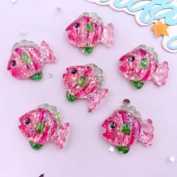 10pcs Glitter Colorful Resin Sea Star Crab Jellyfish Dolphin Ocean Animal Flatback Rhinestone Scrapbook DIY Figurine Decor Craft