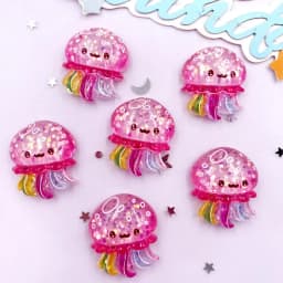 10pcs Glitter Colorful Resin Sea Star Crab Jellyfish Dolphin Ocean Animal Flatback Rhinestone Scrapbook DIY Figurine Decor Craft