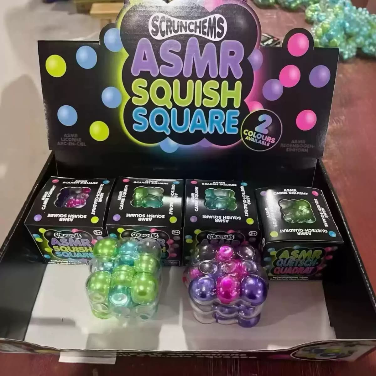 Scrunchems Colorful Beads Fidget Squeeze Cube Soft Gummy Stress Relief Anti Anxiety Asmr Squish Square Toy For Adults Desk