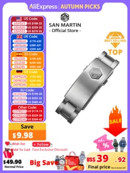 San Martin New Fly Adjustable Clasp Watch Parts Bracelet OTF Clasp For 16mm Specified Model Buckle Folding Clasp Non-universal
