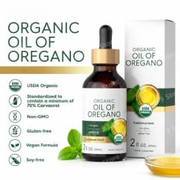 Organic Oil of Oregano Drops, Antioxidant and Anti-Inflammatory Support, USDA Organic, 70% Carvacrol, Non-GMO, 2 Fl Oz 59 ML