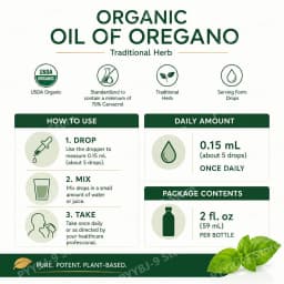 Organic Oil of Oregano Drops, Antioxidant and Anti-Inflammatory Support, USDA Organic, 70% Carvacrol, Non-GMO, 2 Fl Oz 59 ML