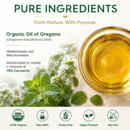 Organic Oil of Oregano Drops, Antioxidant and Anti-Inflammatory Support, USDA Organic, 70% Carvacrol, Non-GMO, 2 Fl Oz 59 ML