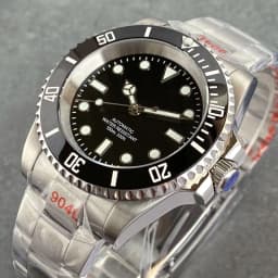 Tandorio Black Dial 40mm Miyota 8215 PT5000 Mechanical Dive Watch Men 200M Waterproof Lume Sapphire Stainless Steel Bracelet