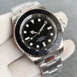 Tandorio Black Dial 40mm Miyota 8215 PT5000 Mechanical Dive Watch Men 200M Waterproof Lume Sapphire Stainless Steel Bracelet
